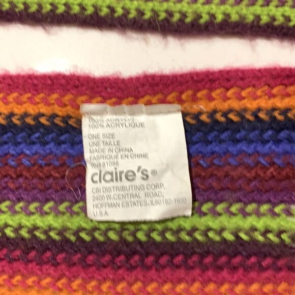 Claire’s | Multi Color Rainbow Women’s Acrylic Scarf - Picture 4 of 5